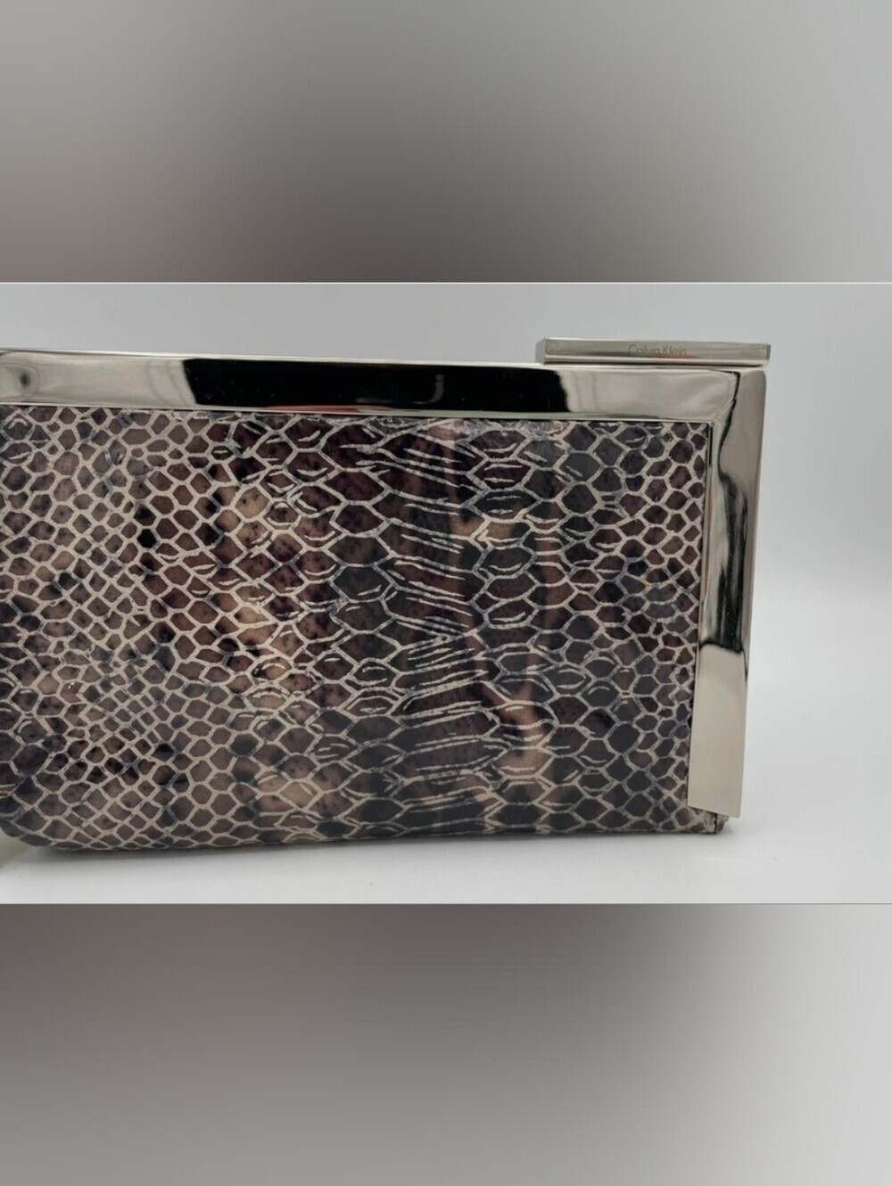 Black Brown SNAKE PRINT LEATHER. WRISTLET WALLET